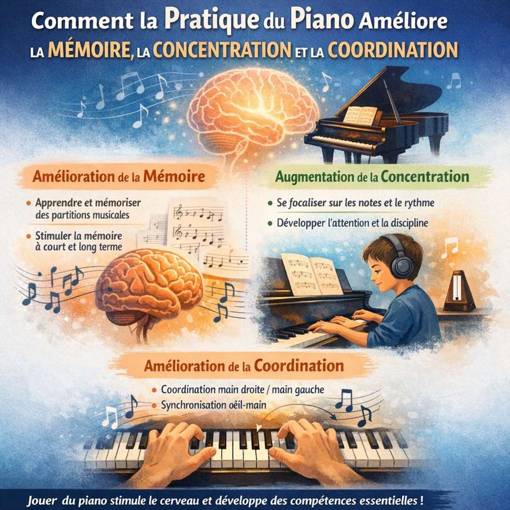Comment la pratique du piano améliore la mémoire, la concentration et la coordination